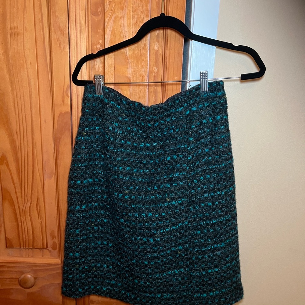 Nanette Lepore Teal and Black Tweed Women's Skirt NWT sz 10
